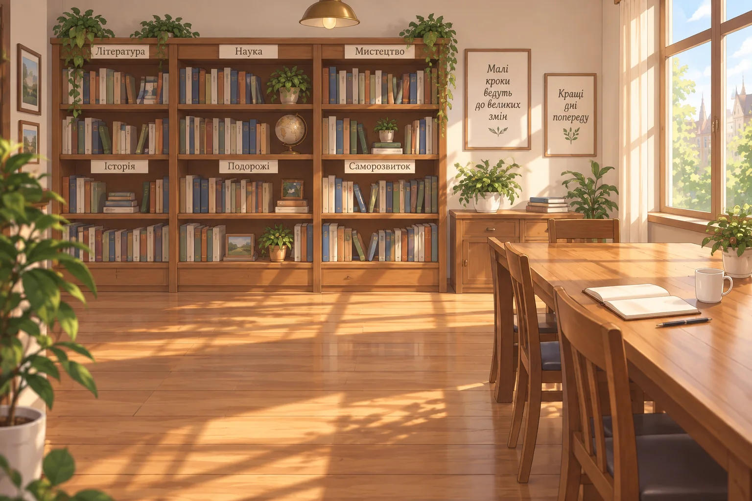 A desk with a notebook of words